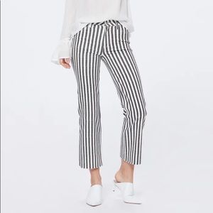 PAIGE Atley Stripe Print Raw Hem Jeans
